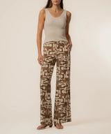 Meg High Rise Linen Trousers - Print
