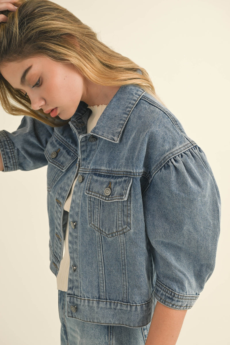 Lindy Puff Sleeve Denim Jacket