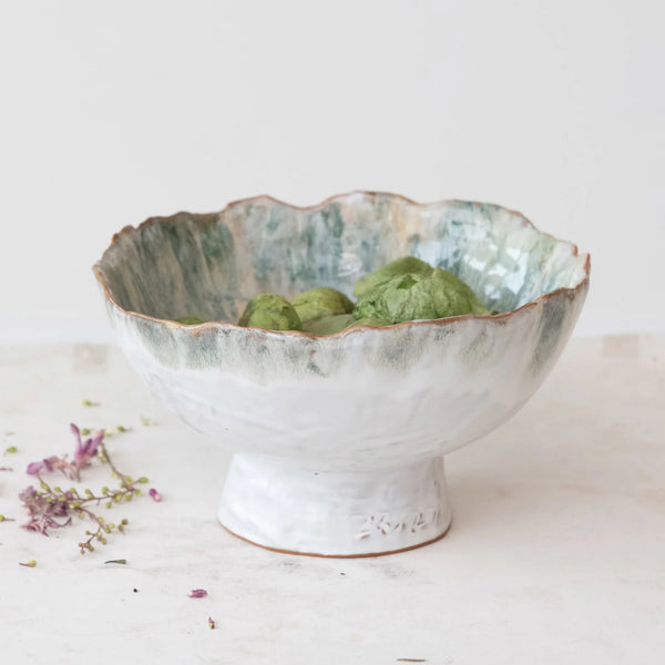 Large Stoneware Footed Bowl