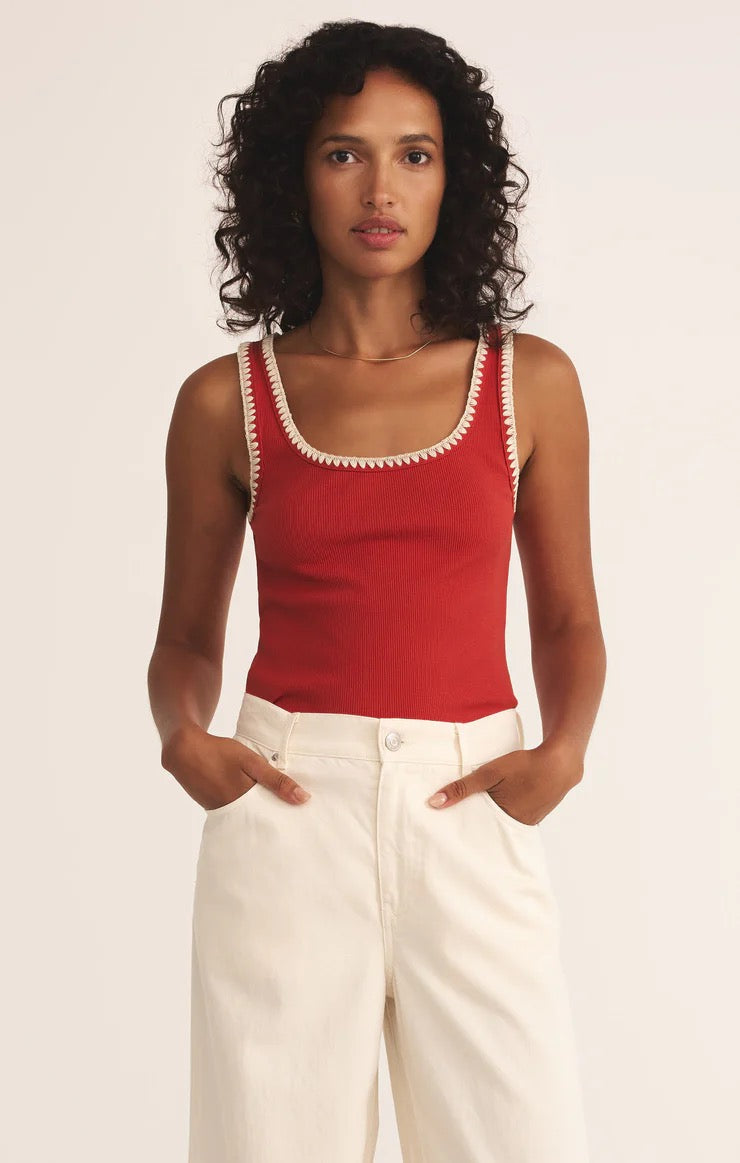 Jaidynn Rib Tank - Cabana Red
