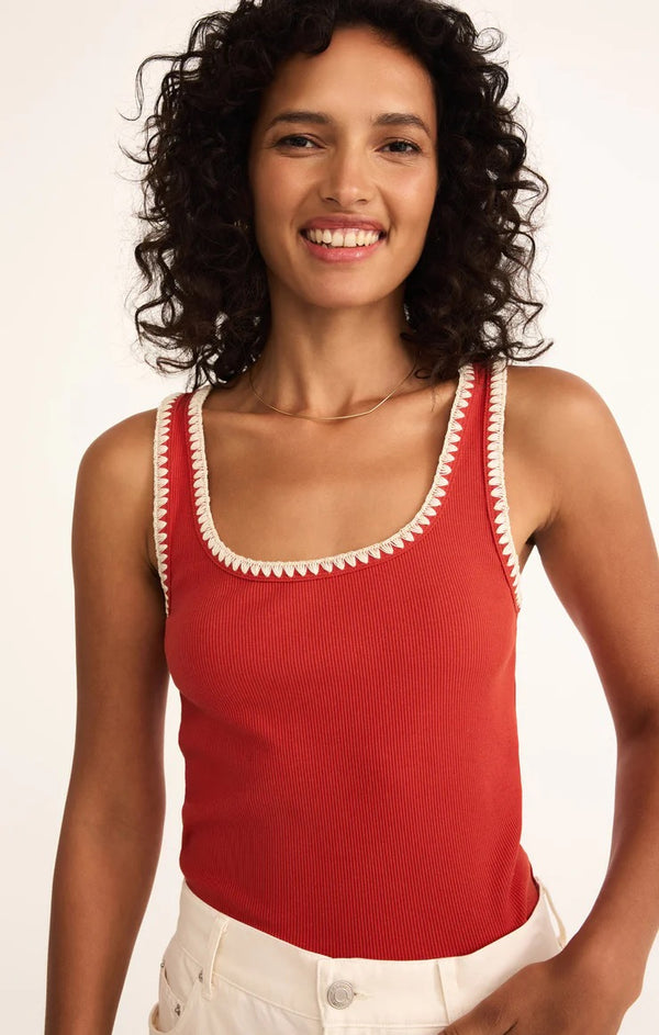 Jaidynn Rib Tank - Cabana Red