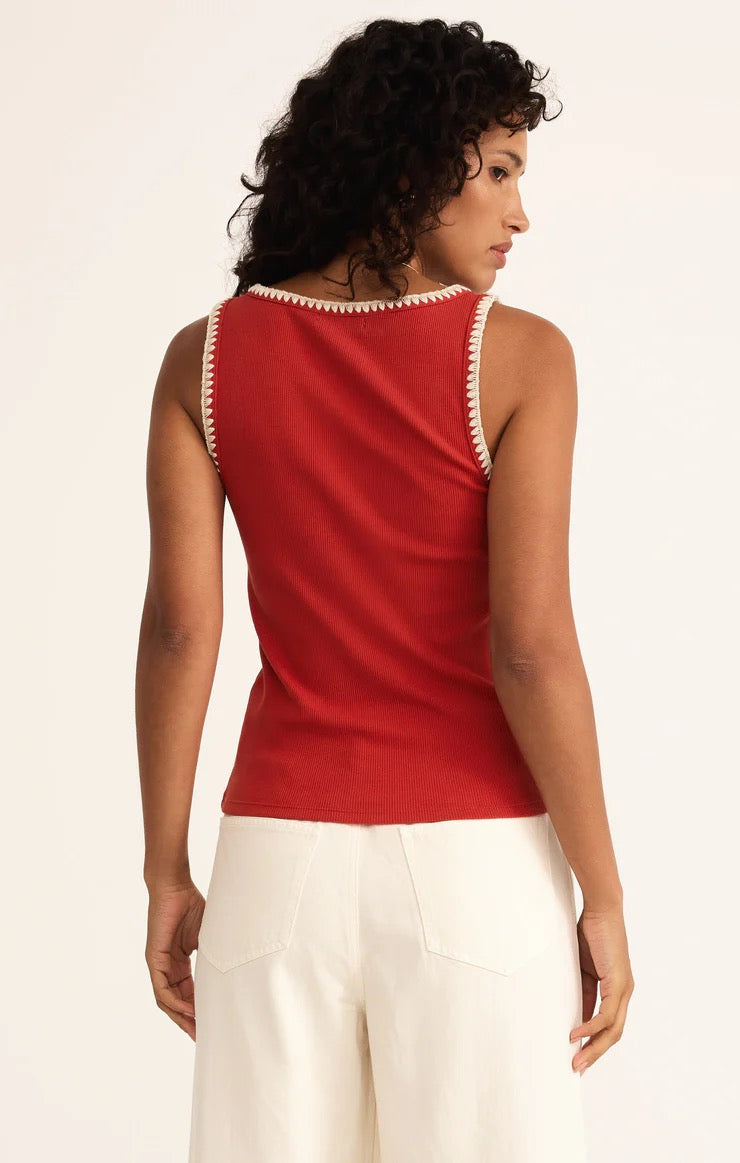 Jaidynn Rib Tank - Cabana Red