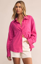 Alfie Linen Button Up - Island Pink
