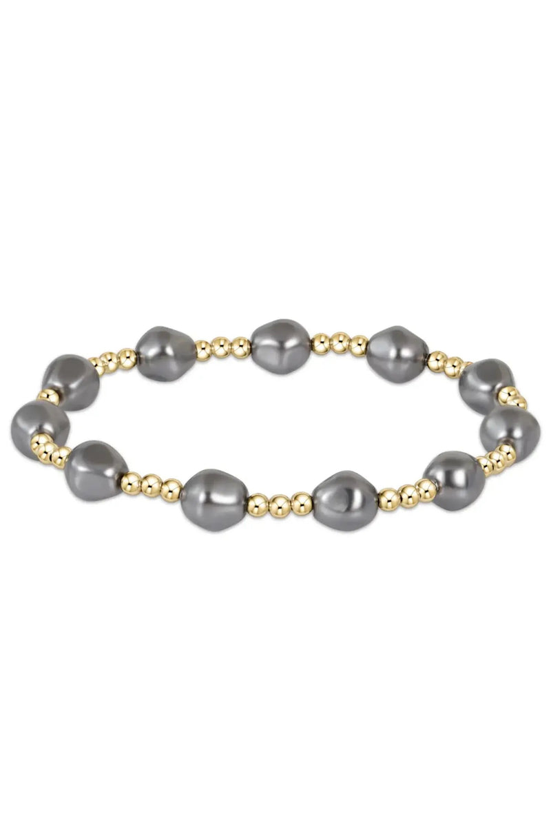 Admire 3mm Gold Bracelet - Dark Grey Pearl