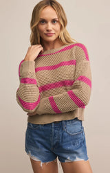 Broadbeach Striped Sweater - Biscuit