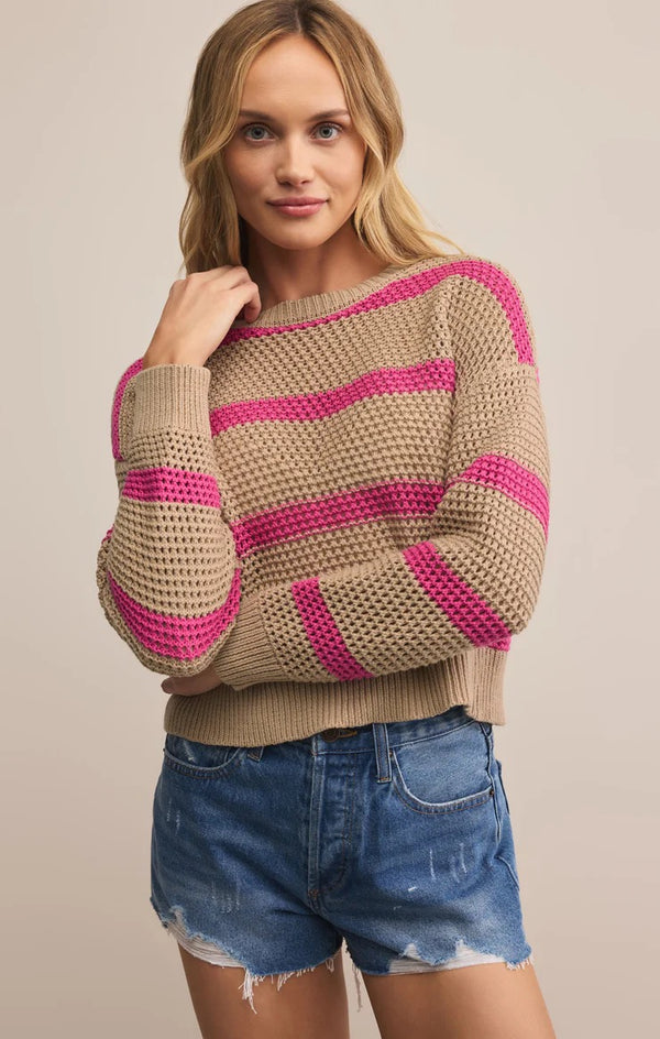 Broadbeach Striped Sweater - Biscuit