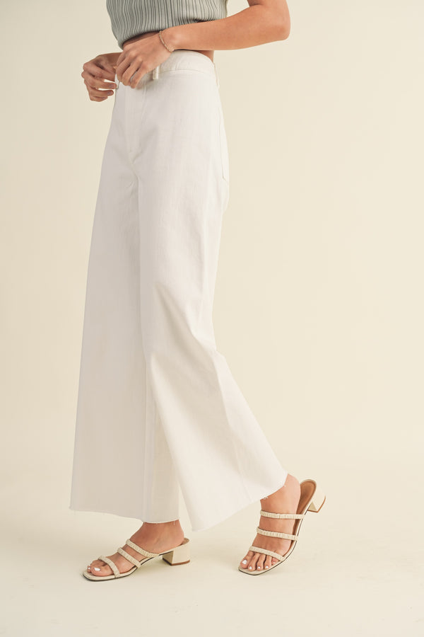 Coco White Stretched Cotton Pants