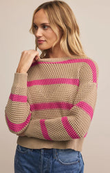 Broadbeach Striped Sweater - Biscuit