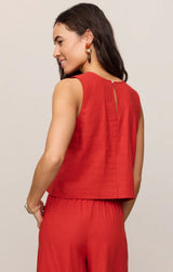 Sloane Linen Top - Chili Pepper