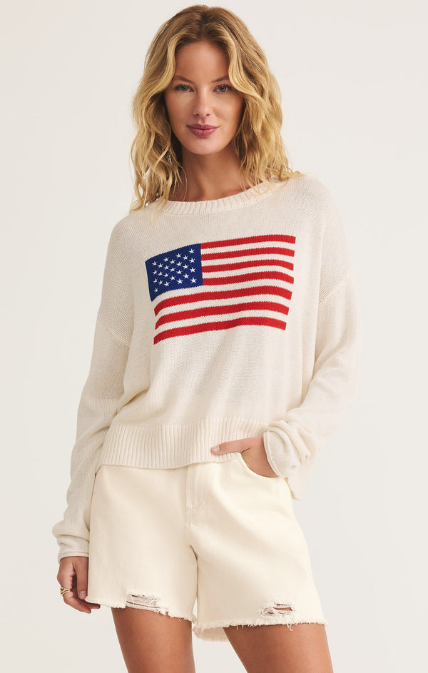 Sienna Flag Sweater - Sea Salt