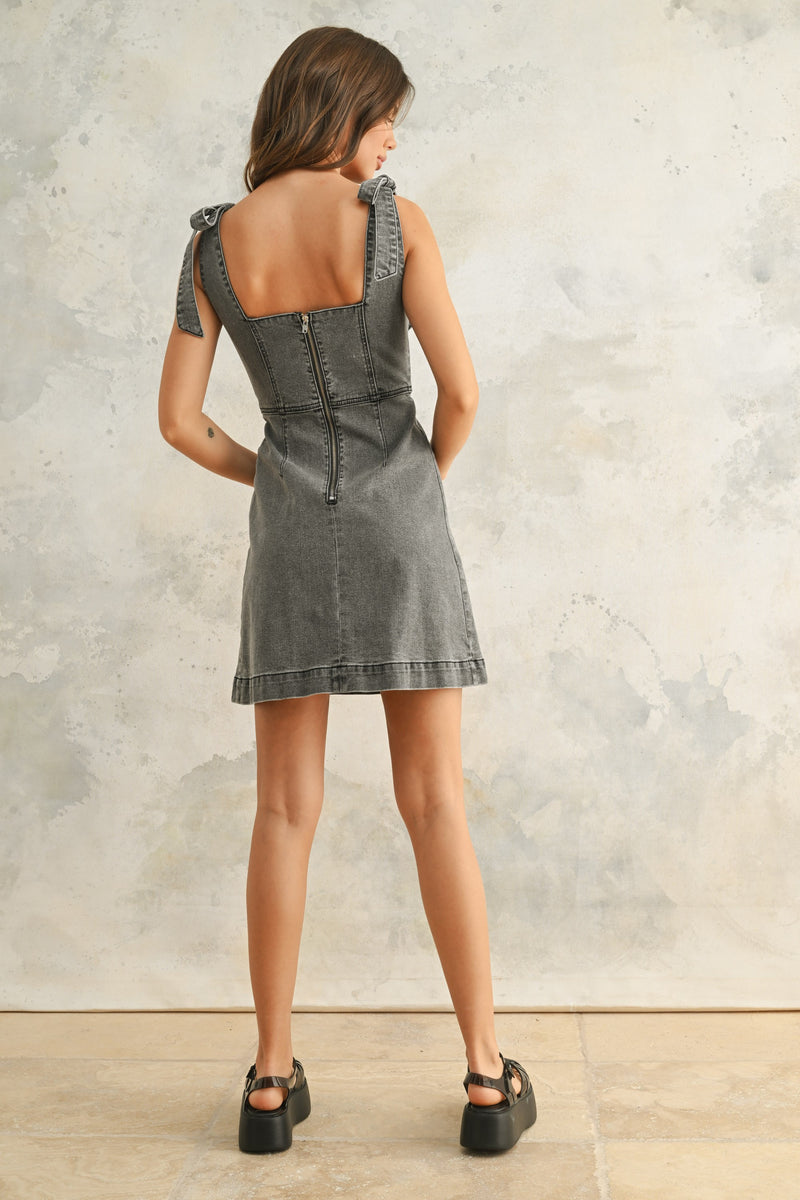 Black Washed Denim Dress