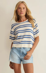 Prado Stripe Sweater Tee - Lake Blue