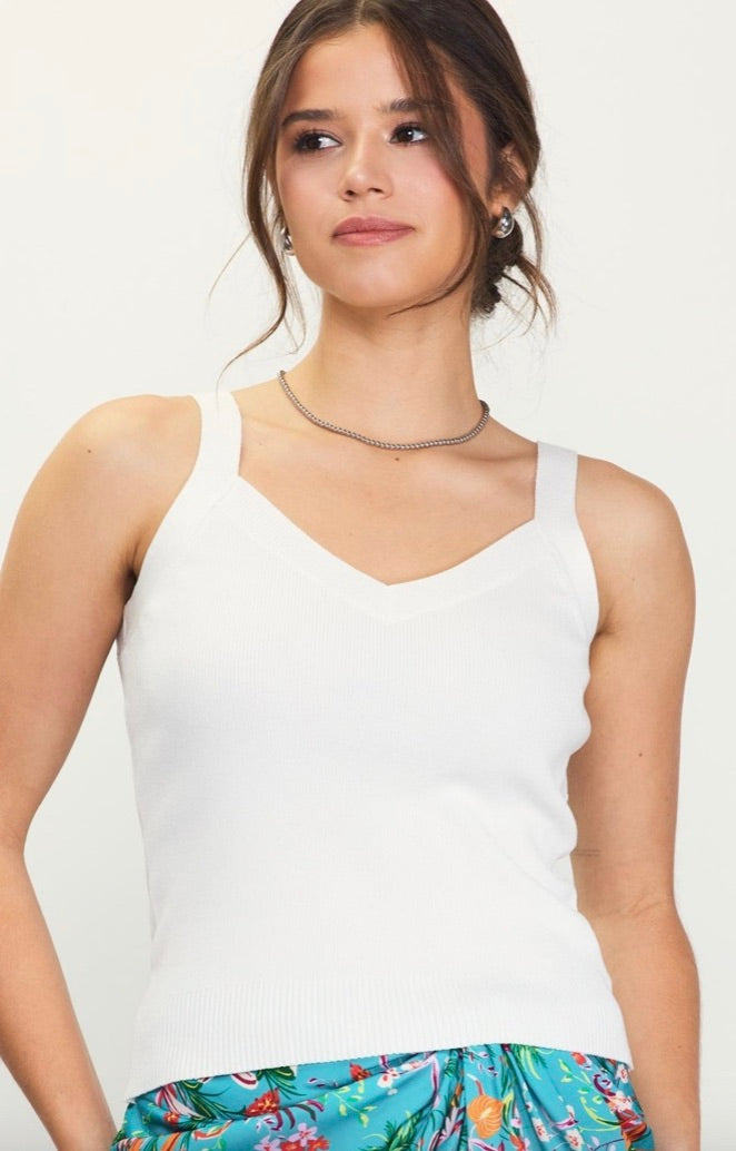 Elena Ribbed V-Neck Tank