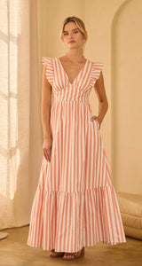 Coral Sands Striped Tie Back Dress