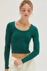 Emerald Scoop Neck Long Sleeve