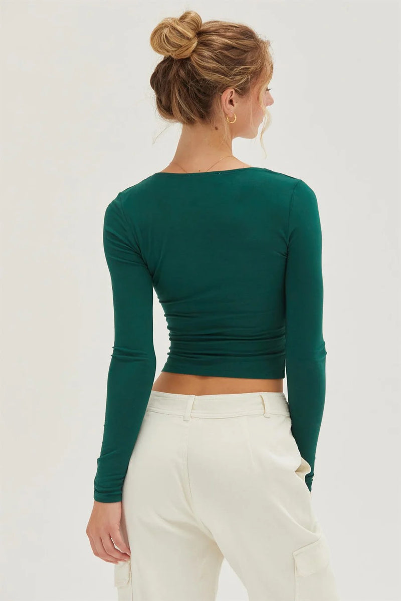 Emerald Scoop Neck Long Sleeve