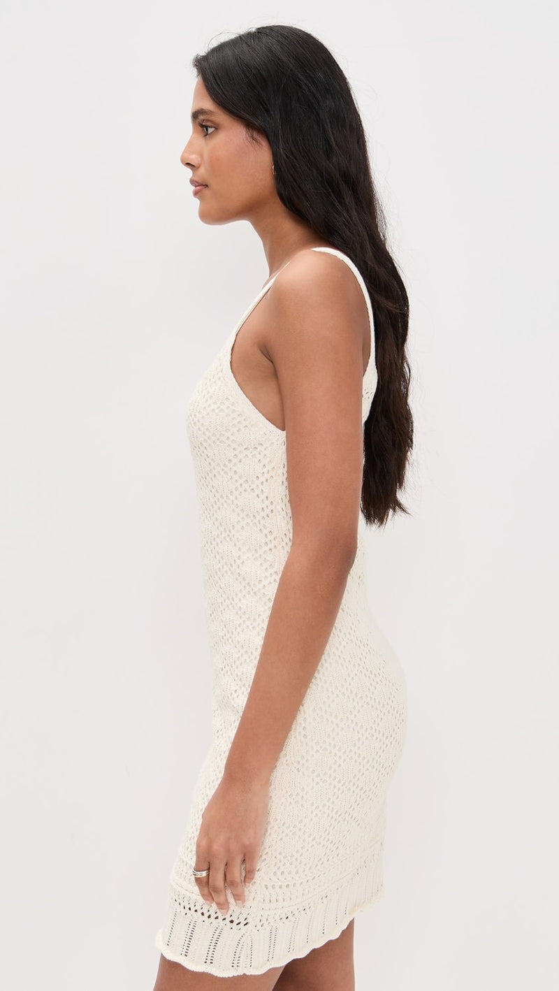 Charmer Crochet Mini Dress - Sea Salt