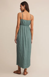 Manon Satin Maxi Dress - Sea Pine