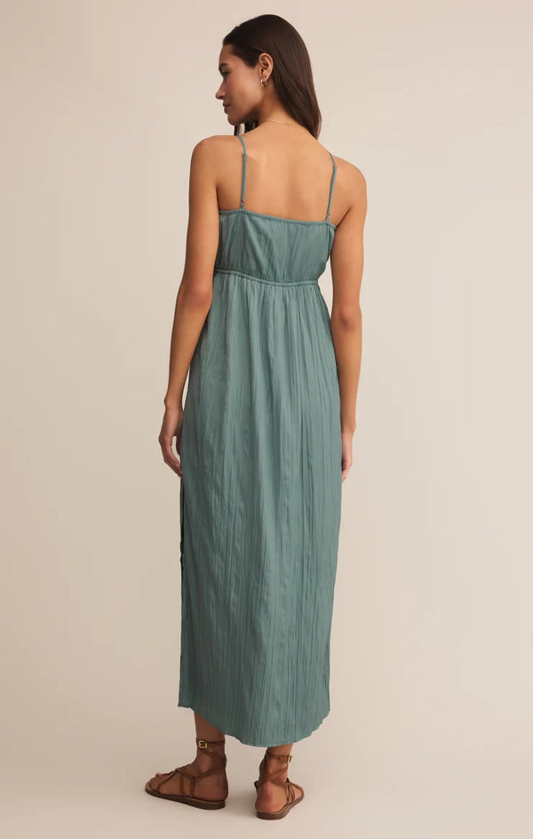 Manon Satin Maxi Dress - Sea Pine