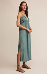 Manon Satin Maxi Dress - Sea Pine