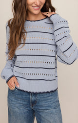 Darby Stripe Sweater - Skyline