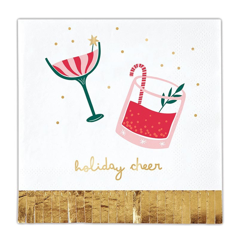 Holiday Cheer Fringe Cocktail Napkin