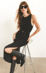Raewyn Rib Midi Dress - Black