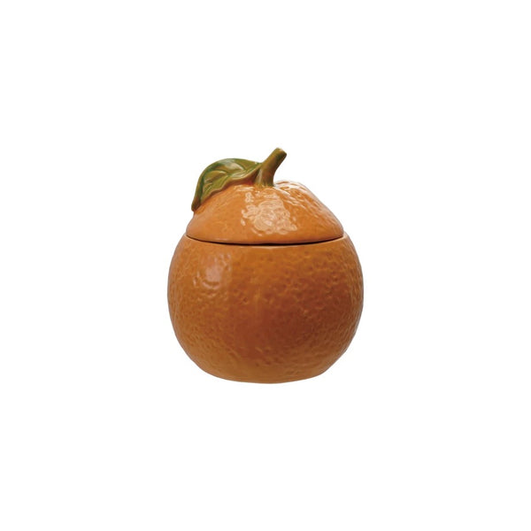 Orange Stoneware Jar + Lid