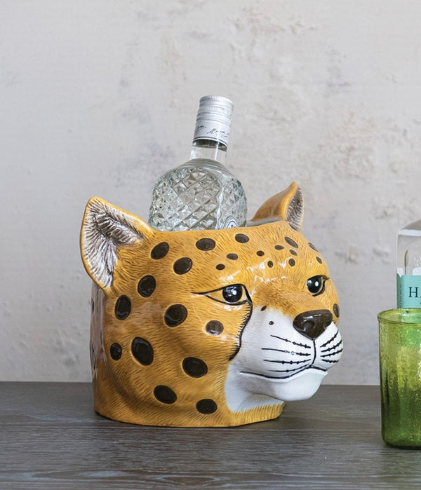 Ceramic Cheetah Bottle Holder/Pot