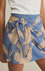 Lorna Bloom Floral Mini Skirt - Lake Blue