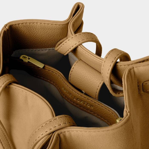 Celina Suede Bucket Bag - Camel