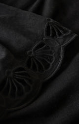 Charlene Embroidered Linen Top - Black