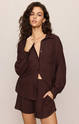 Alfie Button Up Shirt - Chocolate Cherry