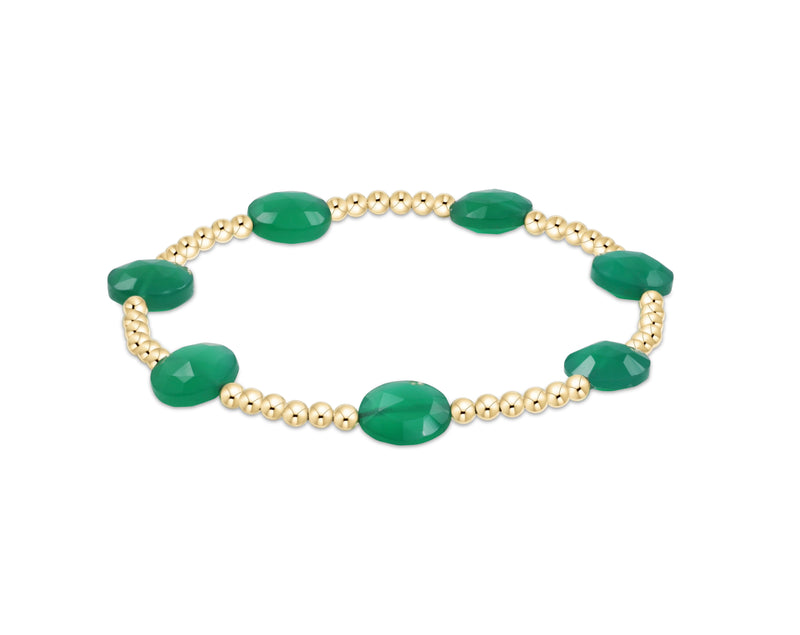 Admire Gold 3mm Bead Bracelet - Green Onyx