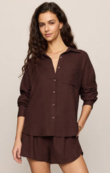 Alfie Button Up Shirt - Chocolate Cherry