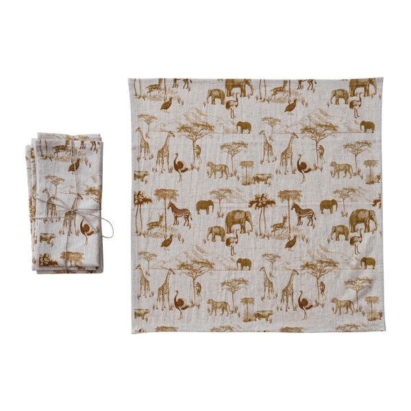Linen Safari Animal Napkins - Set of 4