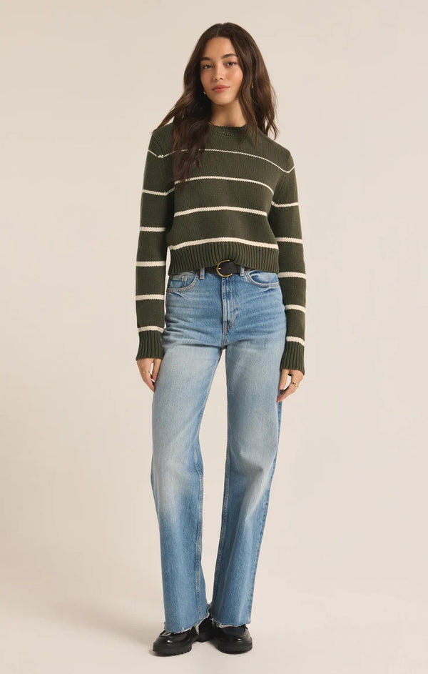 Milan Stripe Sweater - Grape Leaf