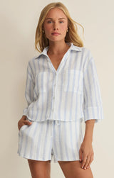 Helena Striped Gauze Shirt - Sea Salt