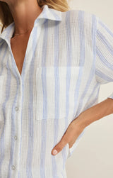 Helena Striped Gauze Shirt - Sea Salt