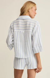 Helena Striped Gauze Shirt - Sea Salt