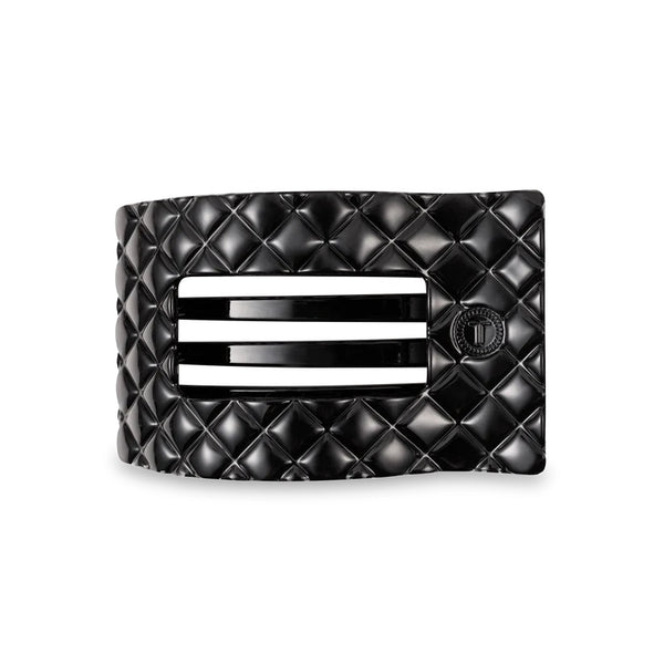 Teleties Jet Black Qulited Flat Rectangle Clip - Small