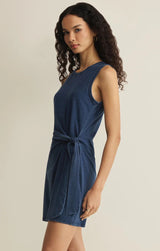 Mattie Jersey Denim Mini Dress - Ocean Air Indigo