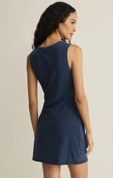 Mattie Jersey Denim Mini Dress - Ocean Air Indigo