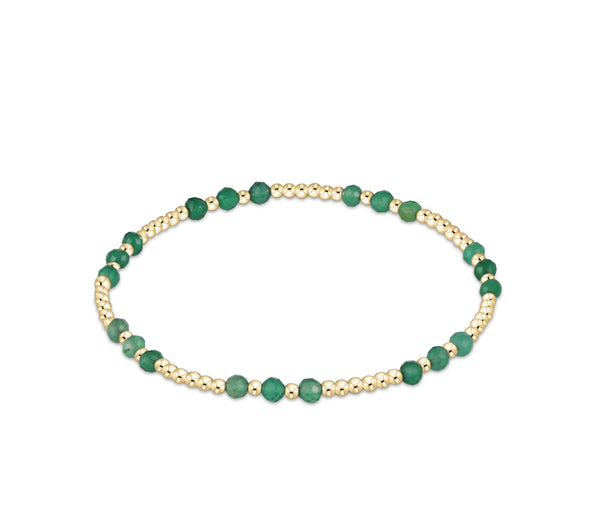 Gemstone Gold Joy Pattern 3mm Bead Bracelet - Green Onyx