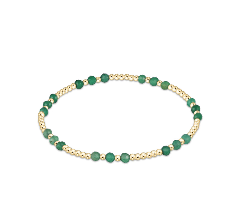 Gemstone Gold Joy Pattern 3mm Bead Bracelet - Green Onyx