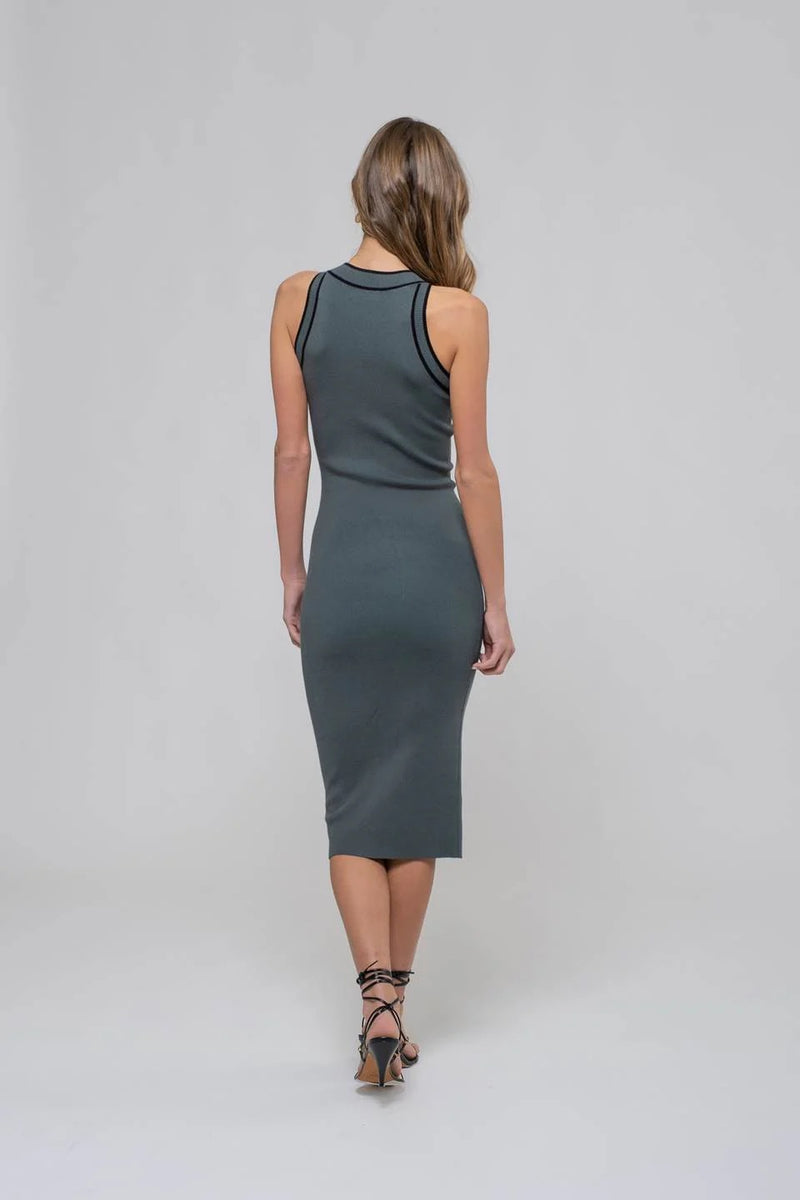 Giselle Knit Midi Dress - Olive