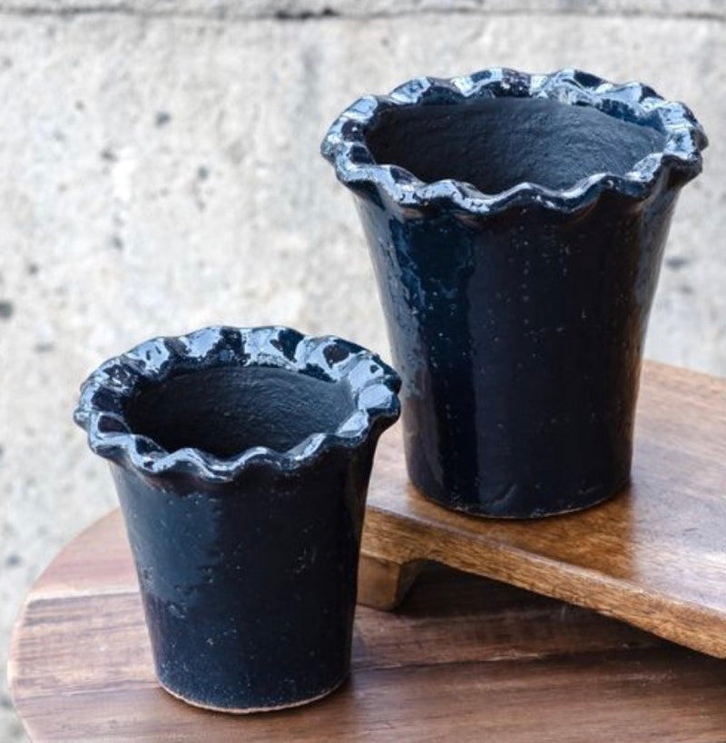 large blue terracotta plant pots Deep Blue Terracotta Planters
