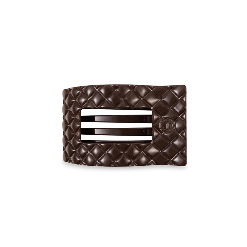 Teleties Truly Taupe Qulited Flat Rectangle Clip - Small