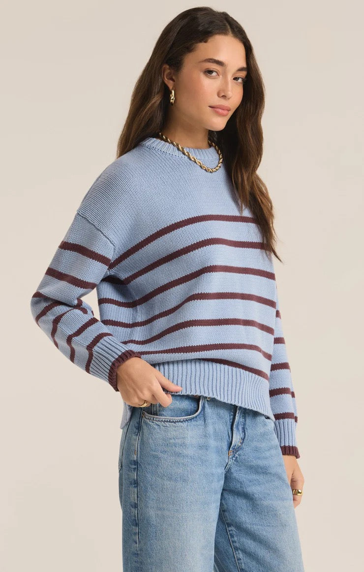 Boyfriends Stripe Sweater - Light Denim