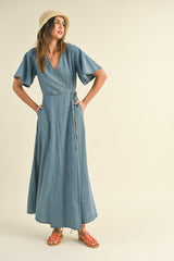 Laney Denim Wrap Dress